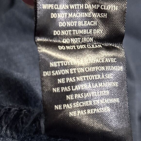 BlankNYC Drape Front Mixed Media Denim Vegan Leather Fringe Jacket Size Medium - Picture 15 of 15